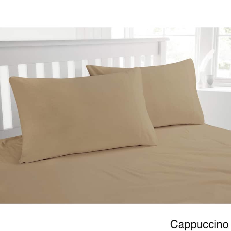 Luxury 200-GSM Cotton Flannel Hemstitched Pillowcases (Set of 2) - Cappuccino - King