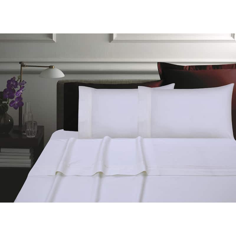 Solid 300 Thread Count Cotton Percale Pillowcases (Set of 2) - White - Standard