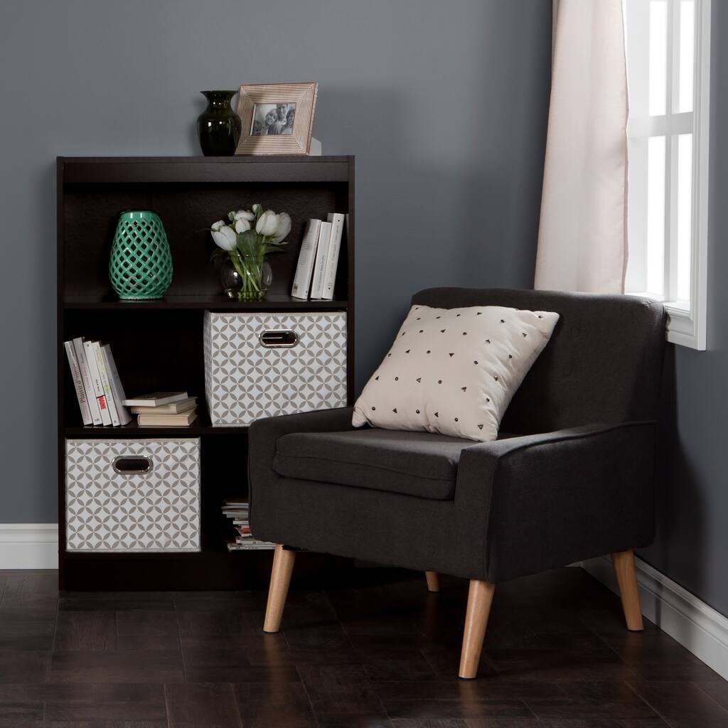 South Shore Axess 3-Shelf Bookcase with 2 Fabric Storage Baskets