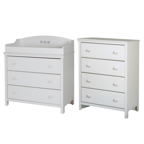 slide 2 of 9, South Shore Cotton Candy Changing Table with 4-drawer Chest White - White Finish