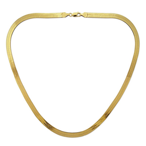 Shop Decadence 14k Yellow Gold Herringbone Chain Necklace - Free ...