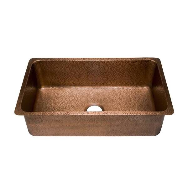 slide 1 of 4, Sinkology David Undermount 31.25-inch Copper Single Bowl Kitchen Sink