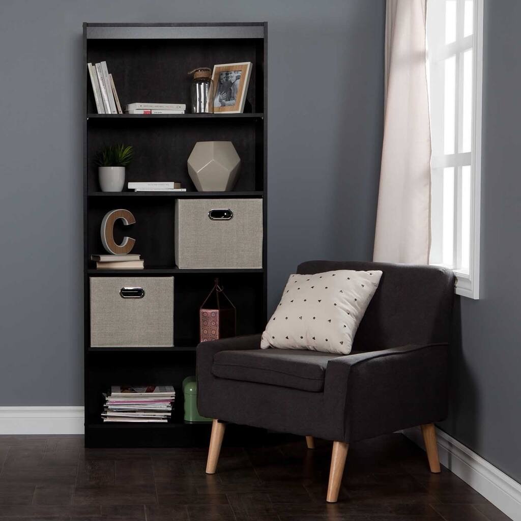 South Shore Axess 3-Shelf Bookcase with 2 Fabric Storage Baskets