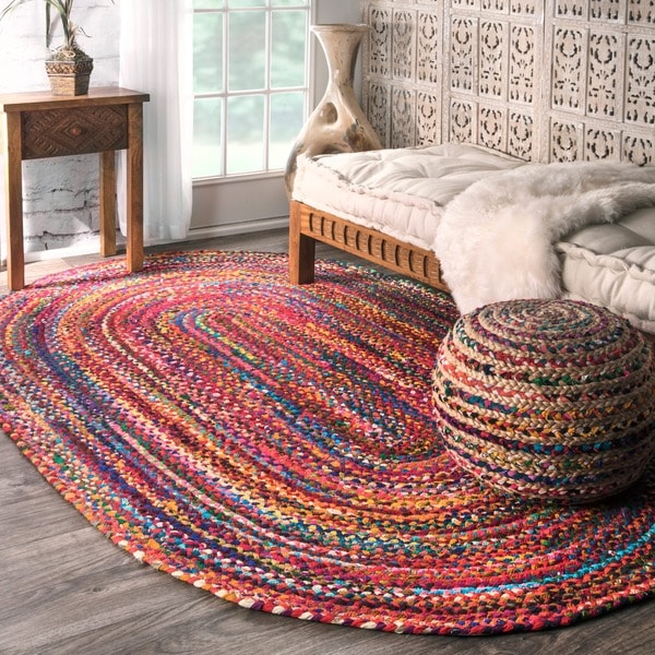 The Curated Nomad Grove Handmade Braided Multicolor Rug (8' x 11' Oval) - 8' x 11'