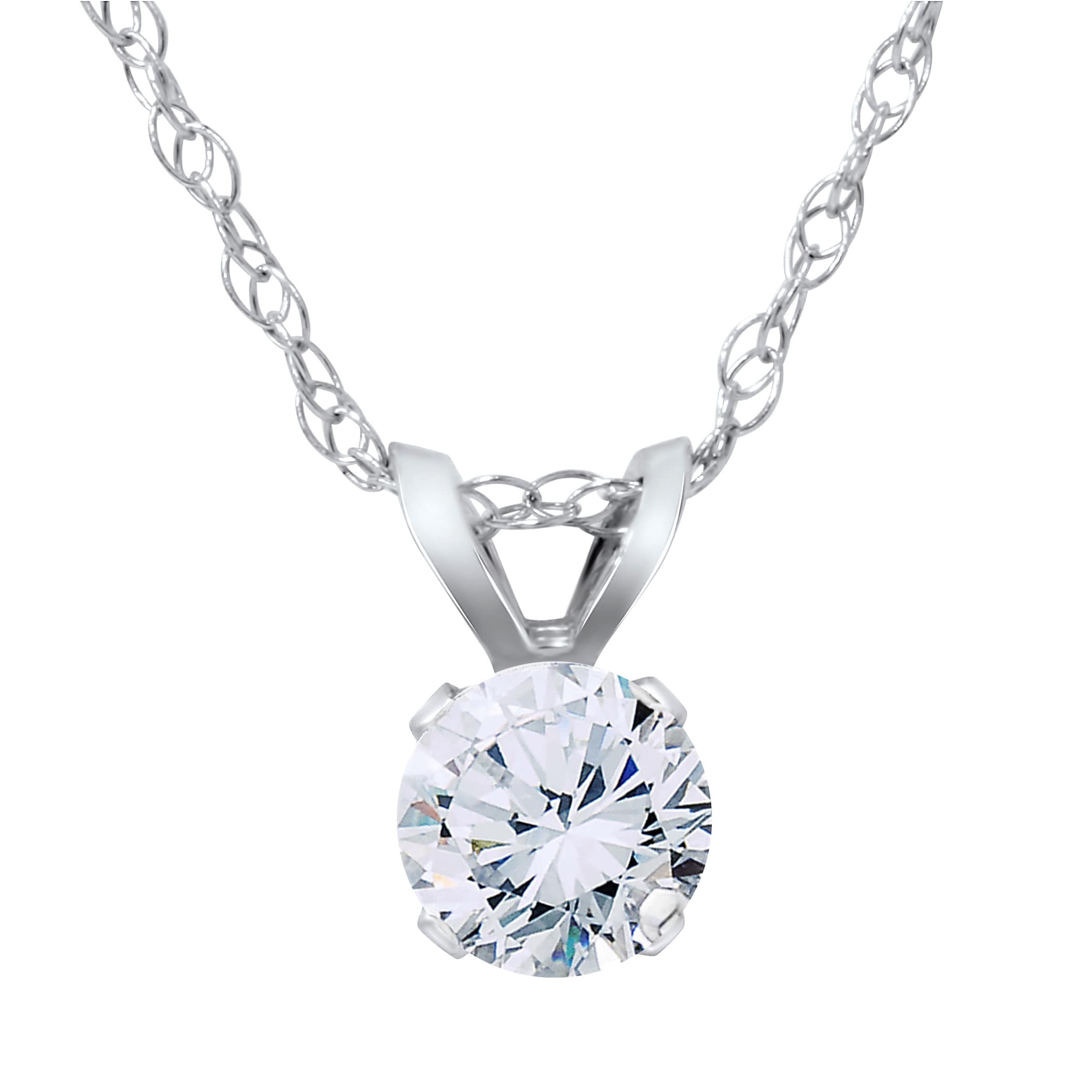 2 Ct Round Brilliant Diamond Solid 14k White Gold Solitaire Pendant 18" Necklace 2 Ct Round Brilliant Diamond Solid 14k White Gold Solitaire Pendant 18" Necklace