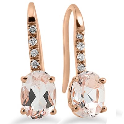 14k Rose Gold 1/10ct TDW Diamond & Morganite Dangle Earrings (I-J,I2-I3)
