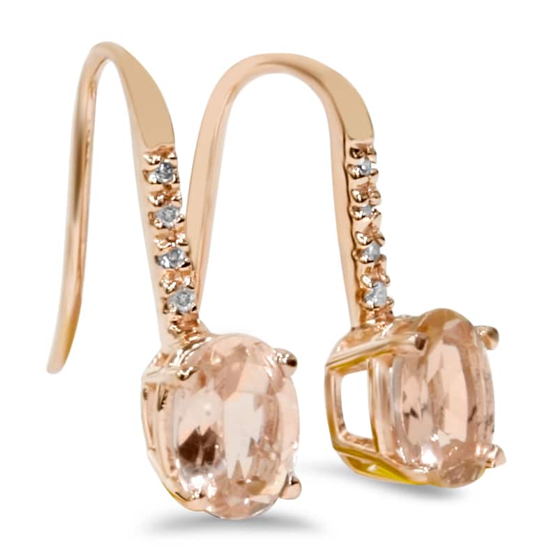 14k Rose Gold 1/10ct TDW Diamond & Morganite Dangle Earrings (I-J,I2-I3)