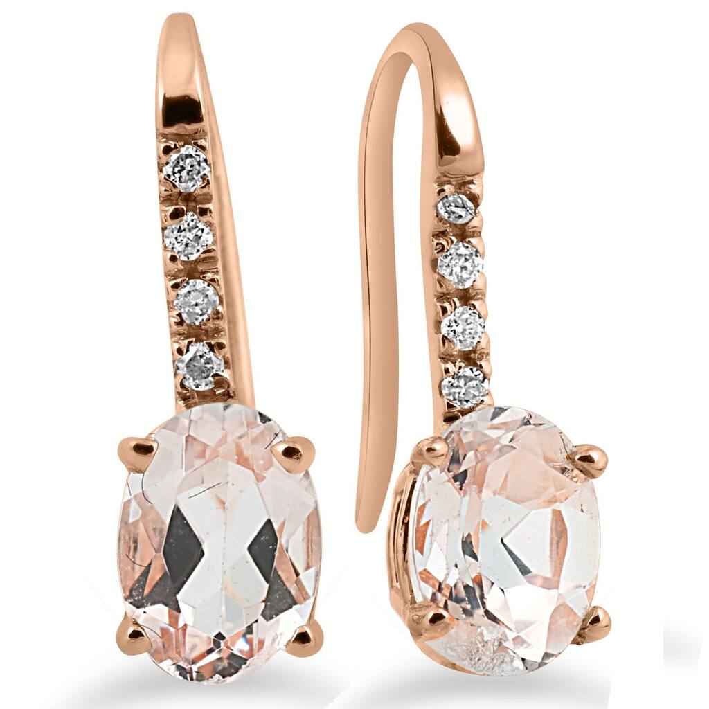 Bliss Diamond 14k Rose Gold 1/10ct TDW Diamond & Morganite Dangle Earrings (I-J,I2-I3)
