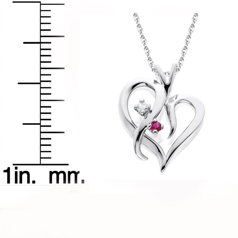 14K White Gold 1/ 20ct Ruby or Blue Sapphire & Diamond Heart Pendant Necklace (I-J/ I2-I3)