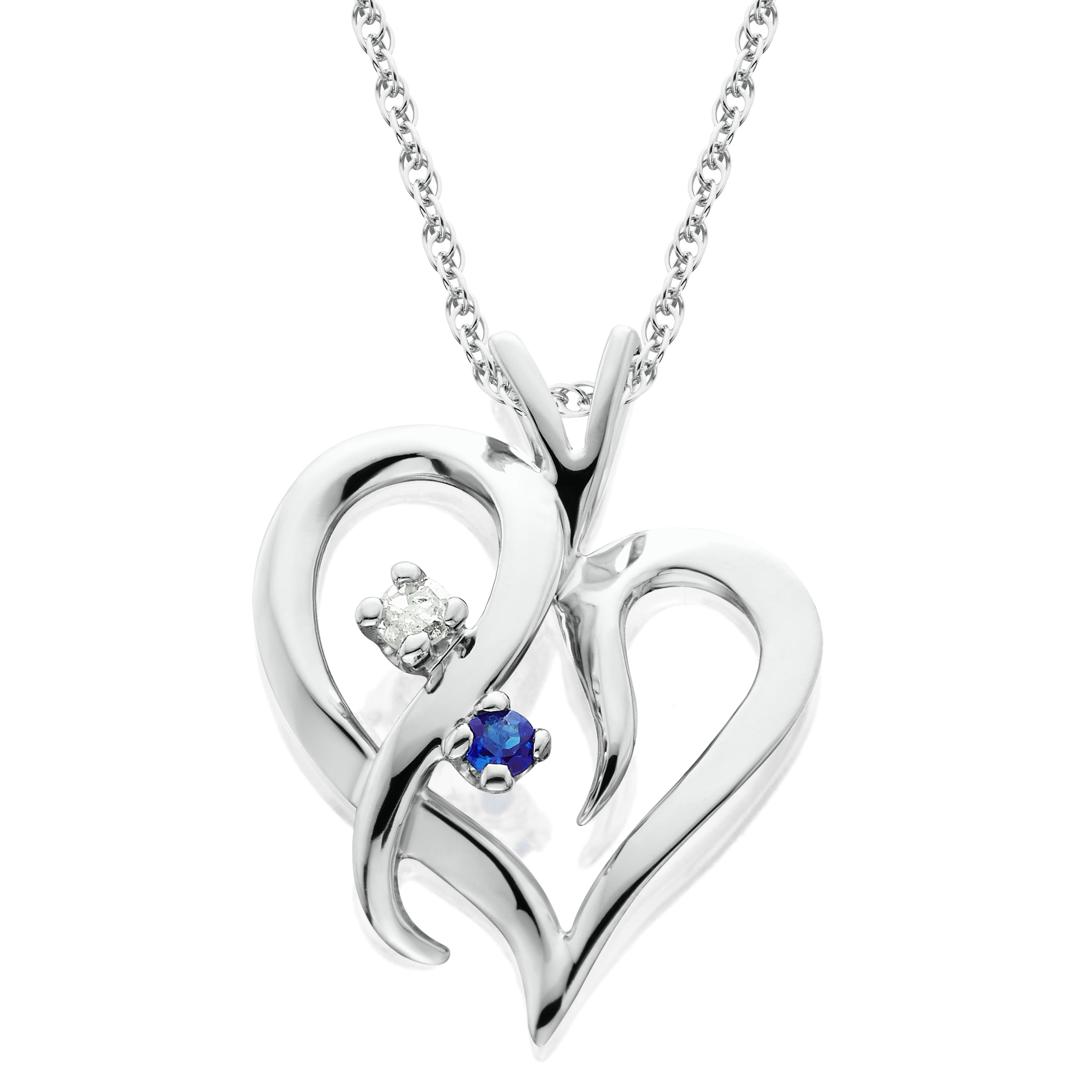 Details about   Blue Sapphire & Diamond Heart Pendant Necklace 14K Rose Gold Over Sterling 18"