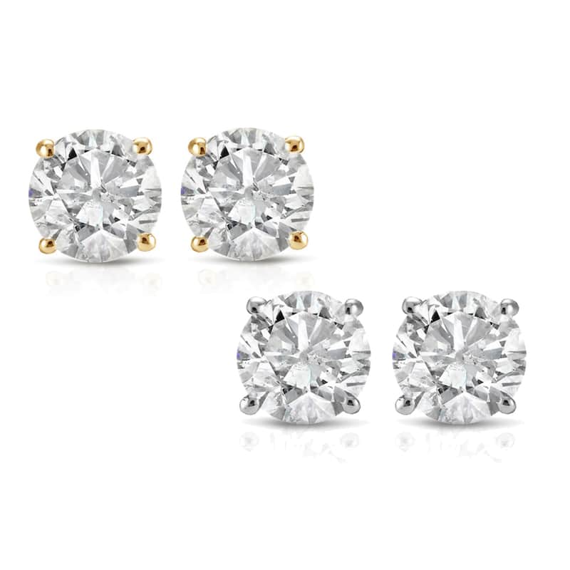 14k White or Yellow Gold 1/2ct TDW White Diamond Stud Earrings