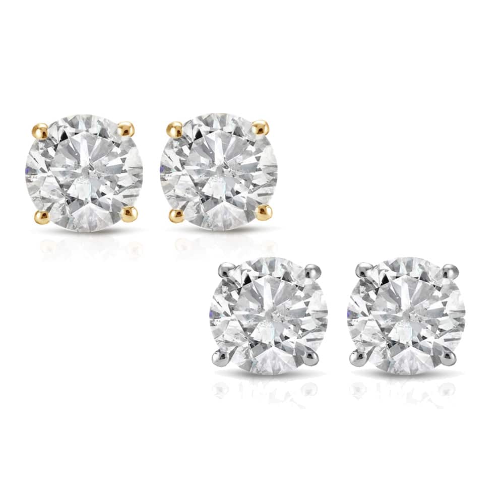 14k White or Yellow Gold 1/2ct TDW White Diamond Stud Earrings
