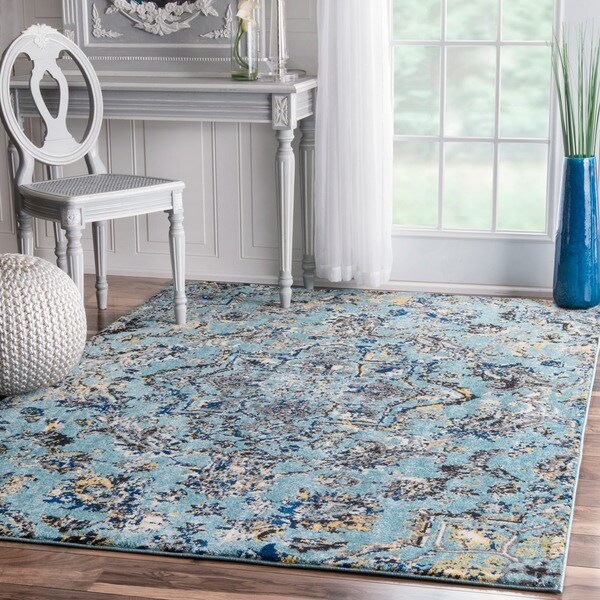 nuLOOM Modern Vintage Paisley Aqua Rug (9' x 12') - 9' x 12'