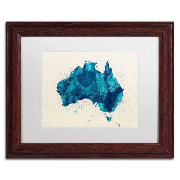Michael Tompsett Australia Paint Splashes Map 2 White Matte Wood Framed Canvas Wall Art Overstock 10898088