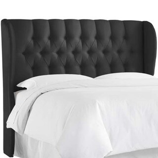 Skyline Furniture Shantung Black Tufted Wingback Headboard - Free