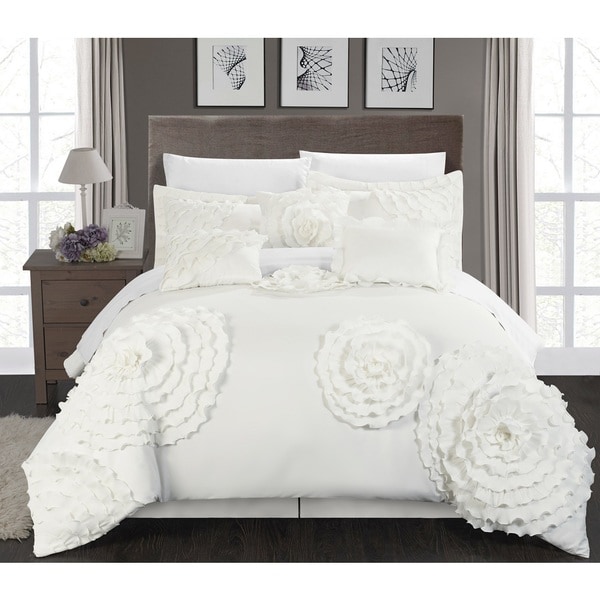 Chic Home 11-piece Buxton White Oversized Comforter Set
