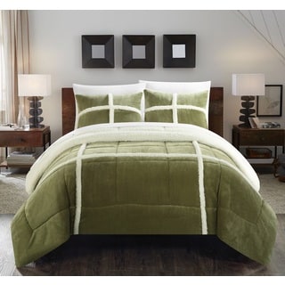 Chic Home Green Chiron Mink Sherpa-lined 7-piece Bed in a Bag with Sheet Set