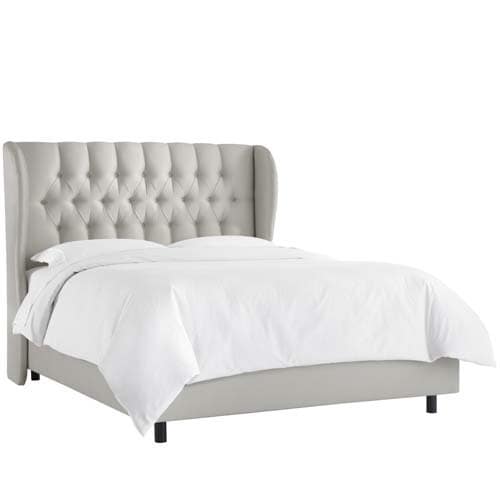 Shop Skyline Furniture Tufted Wingback Bed in Shantung Silver On Sale
