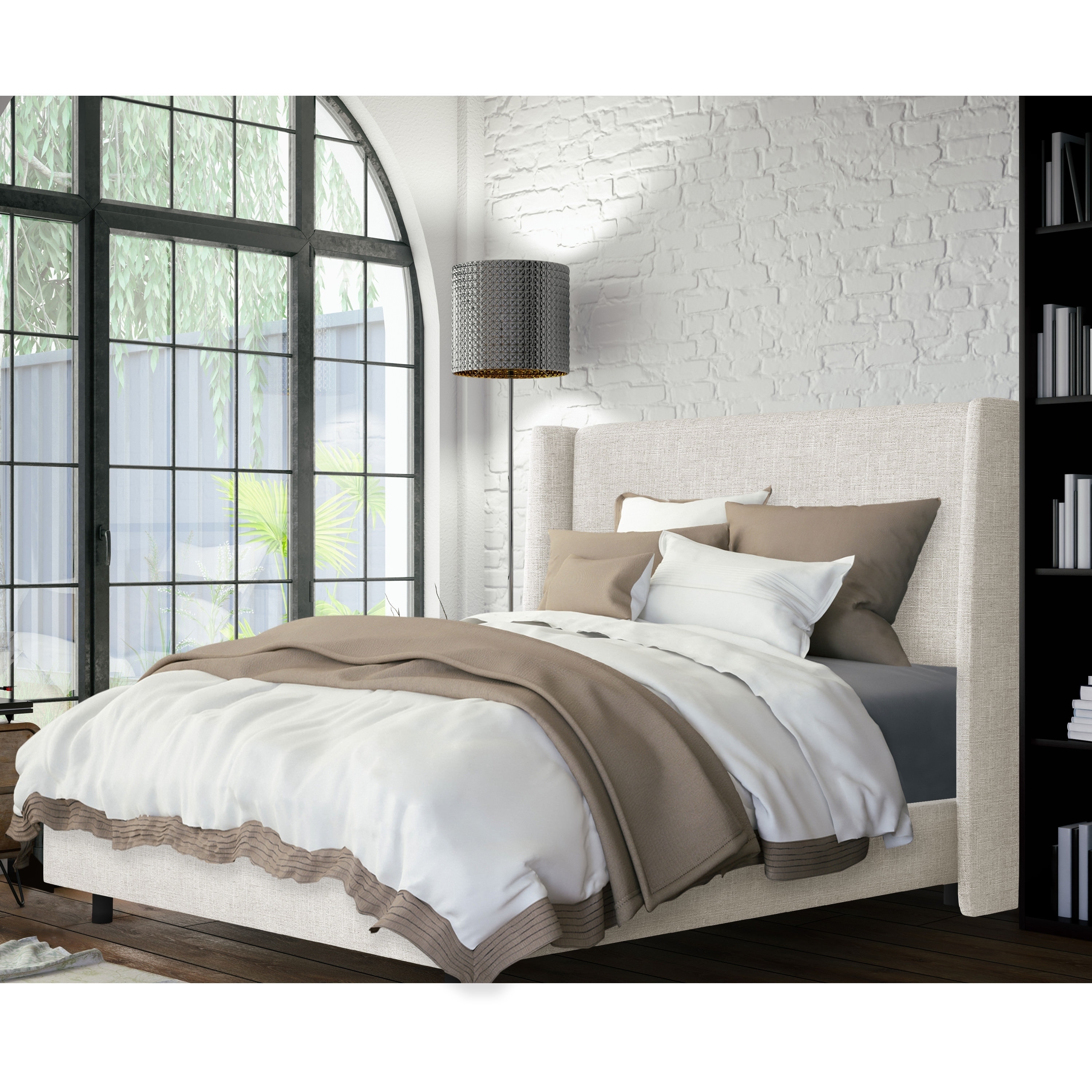 skyline furniture wingback bed in zuma white