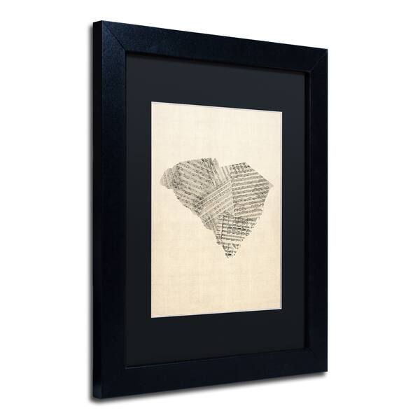 Shop Michael Tompsett Sheet Music Map Of South Carolina Black Matte Black Framed Canvas Wall Art Overstock 10898484