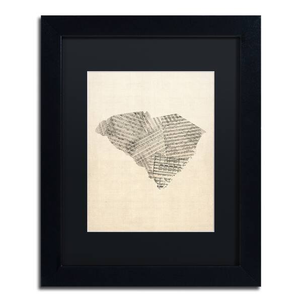 Shop Michael Tompsett Sheet Music Map Of South Carolina Black Matte Black Framed Canvas Wall Art Overstock 10898484