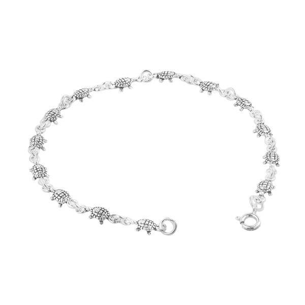 Sterling Silver Turtle Charm Bracelet for Women and Girls Heart-shaped 7.5 inch long 22 mm wide Sterling Silver Turtle Charm Bracelet for Women and Girls Heart-shaped 7.5 inch long 22 mm wide