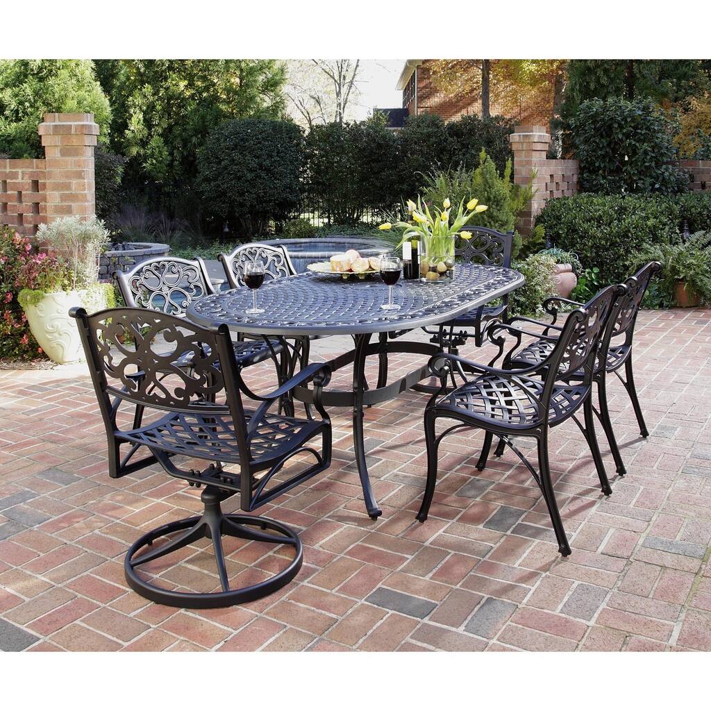 Biscayne 7-piece Dining Set 72 Oval Table with Two Swivel Chairs and Four Arm Chairs by Home Styles