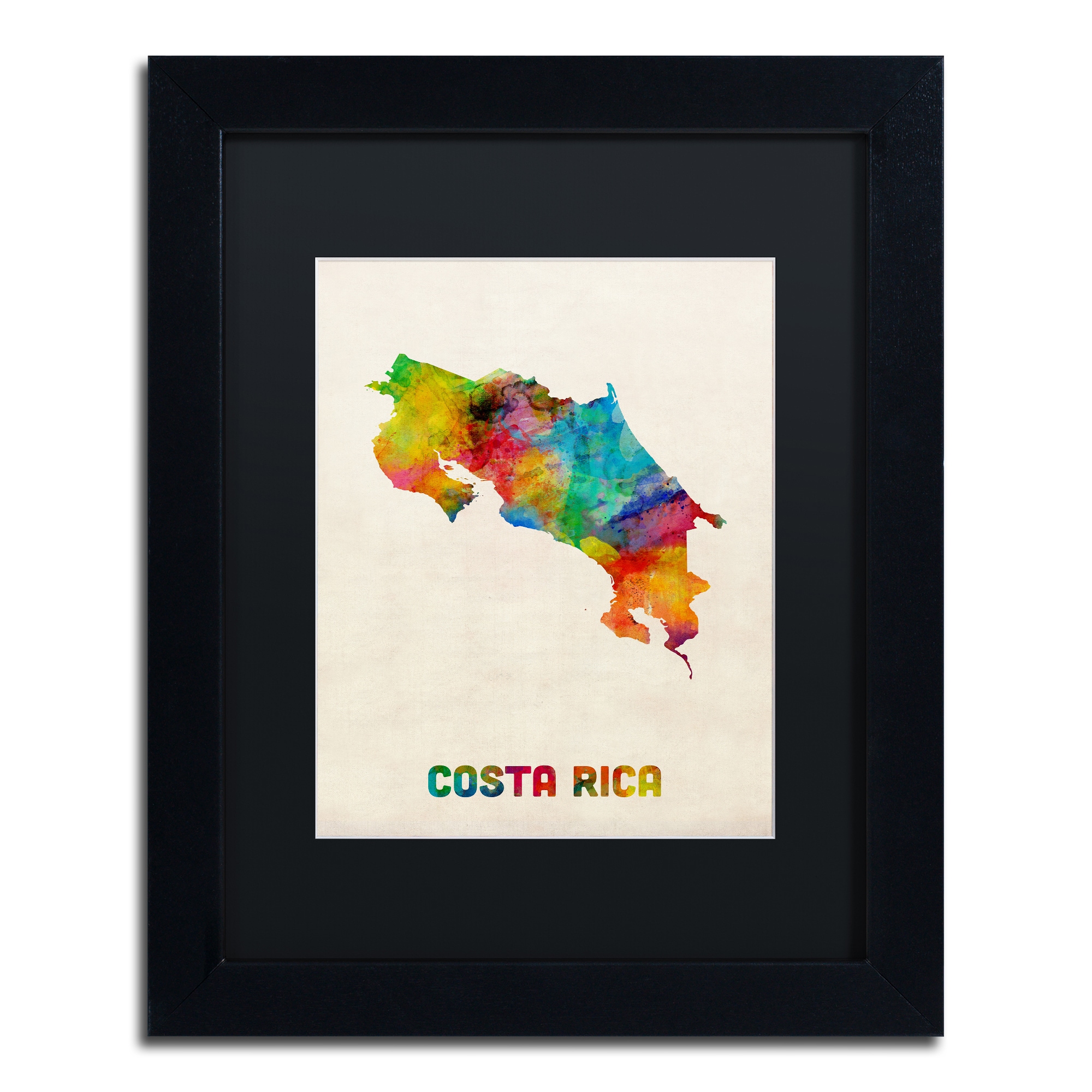 Shop Michael Tompsett Costa Rica Watercolor Map Black Matte Black Framed Canvas Wall Art Free Shipping Today Overstock 10898584