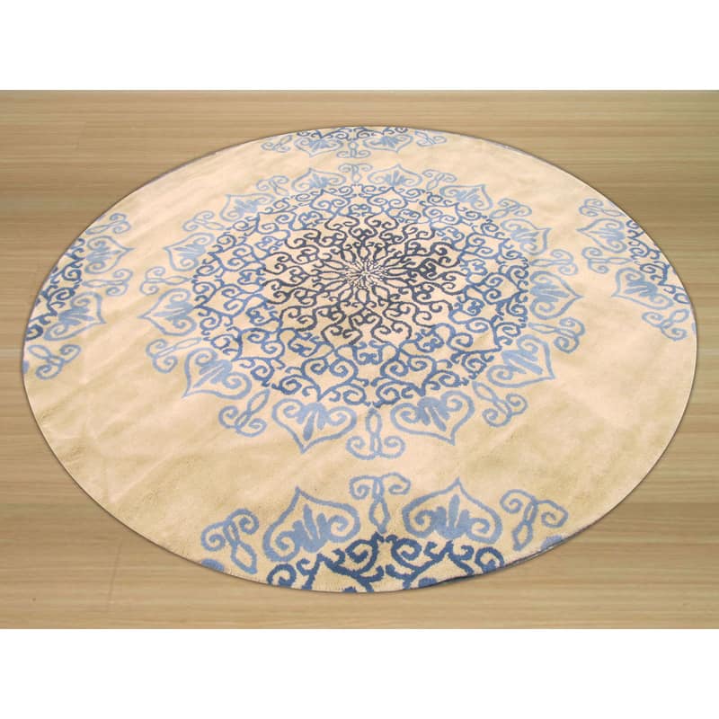 Hand-tufted Wool Blue Transitional Oriental Modern Naiin Rug