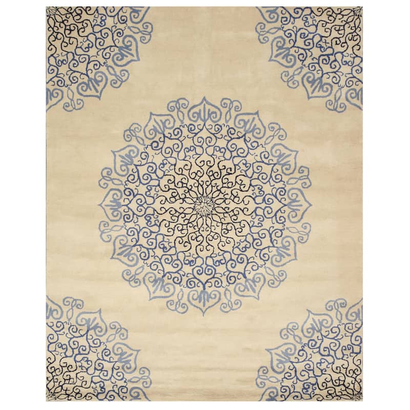 Hand-tufted Wool Blue Transitional Oriental Modern Naiin Rug