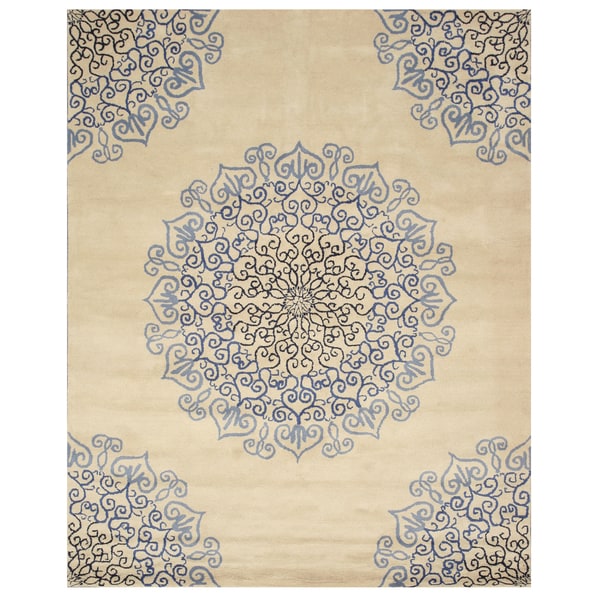 Hand-tufted Wool Ivory Transitional Oriental Modern Naiin Rug - 8'9 X 11'9
