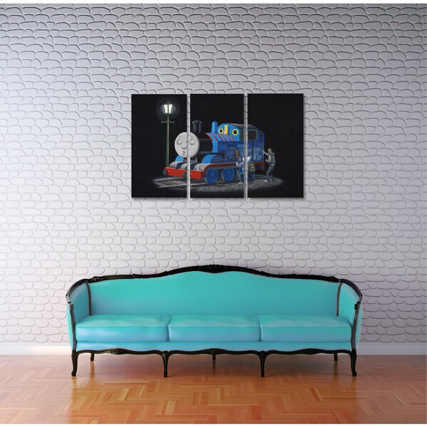 Banksy Thomas the Tank Engine CANVAS WALL ART Picture Print