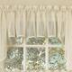 Ivory Micro-striped Semi Sheer Window Curtain Pieces - Tiers, Valance 