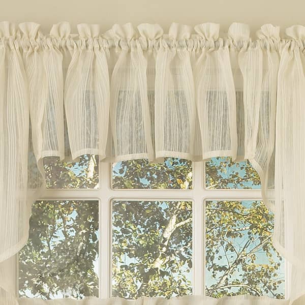 Shop Ivory Micro Striped Semi Sheer Window Curtain Pieces Tiers