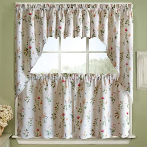 Vibrant Floral Garden Motif Jacquard Window Curtain Pieces