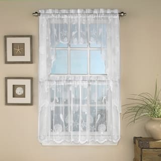 Curtain Tiers Online At Our Best Window Marine Life Motif Knitted Lace Window Curtain Pieces