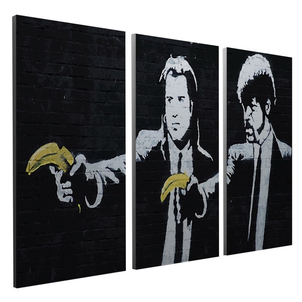 Shop 'Banksy 'Pulp Fiction' Triptych Gallery Wrapped Canvas Wall Art ...