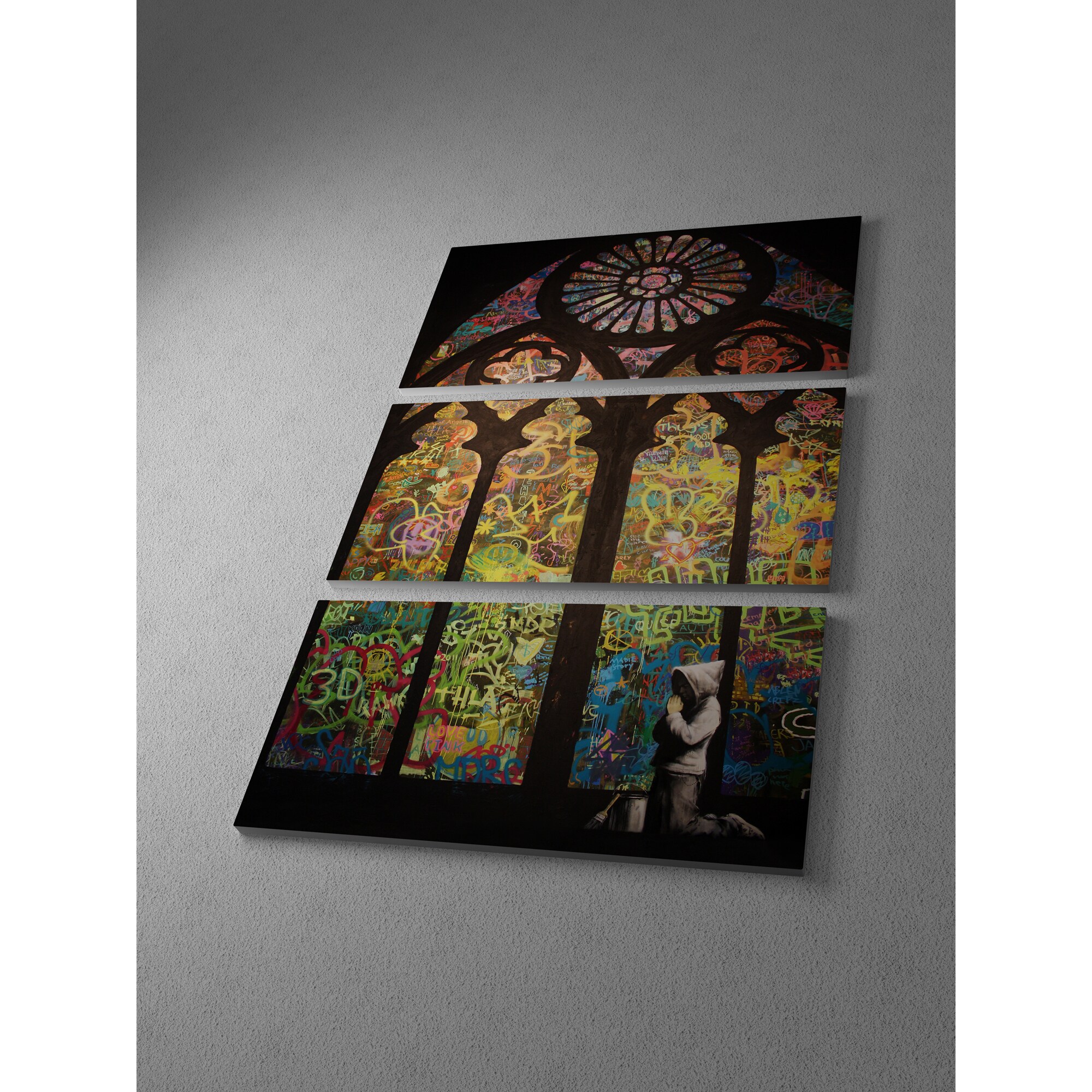 Banksy Stained Glass Window Church Canvas Painting Modern Print Posters  Wall Art