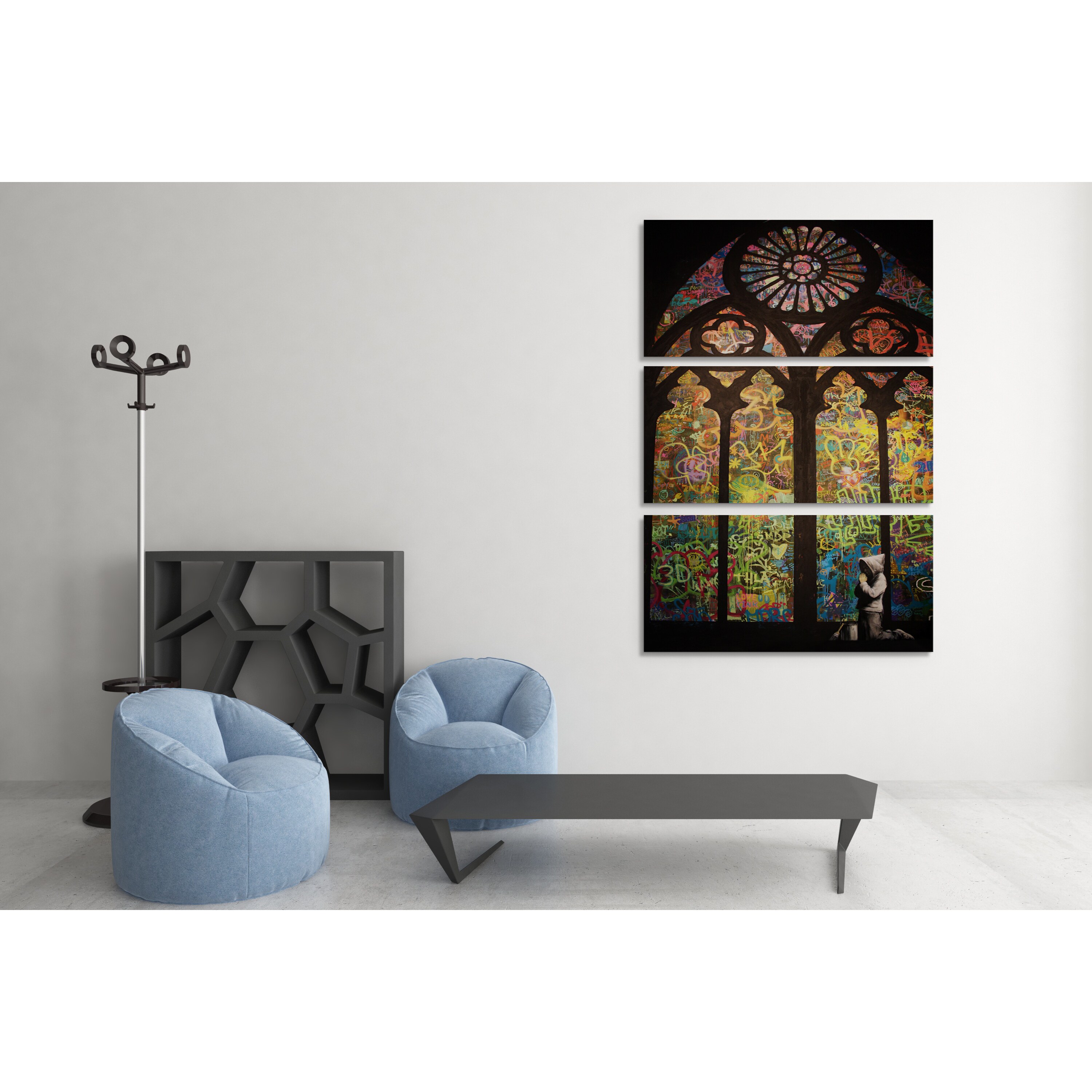 Banksy Stained Glass Window Church Canvas Painting Modern Print Posters  Wall Art