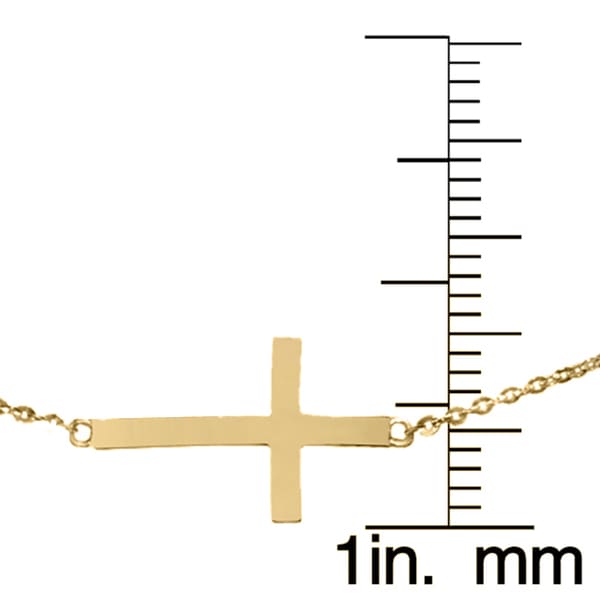 14k Yellow or White Gold Sideways Cross Chain Bracelet