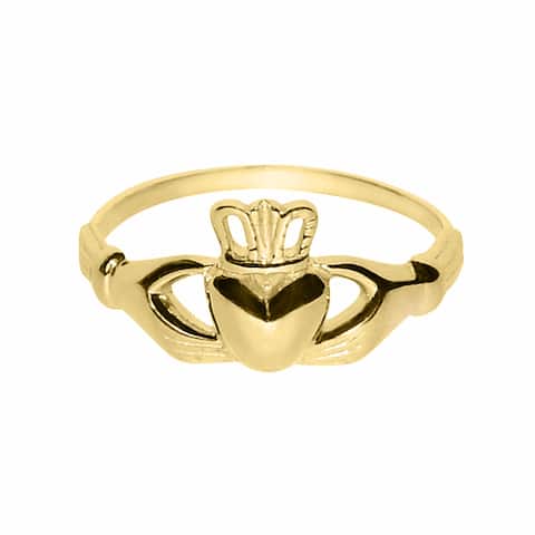 14k Yellow Gold Ladies Classic Celtic Claddagh Ring