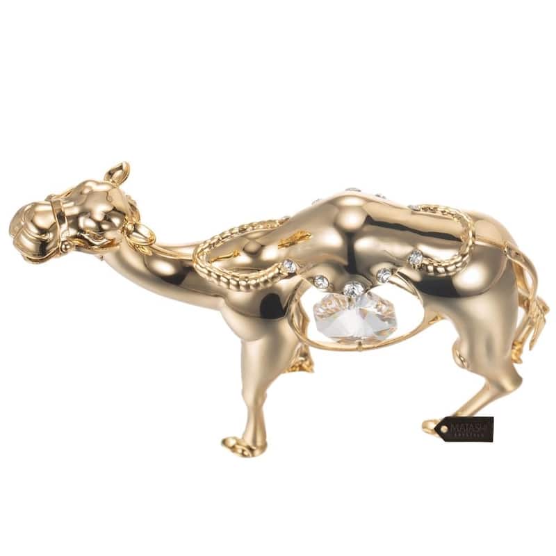 Matashi 24K Gold Plated Camel Ornament with Clear Genuine Matashi Crystals