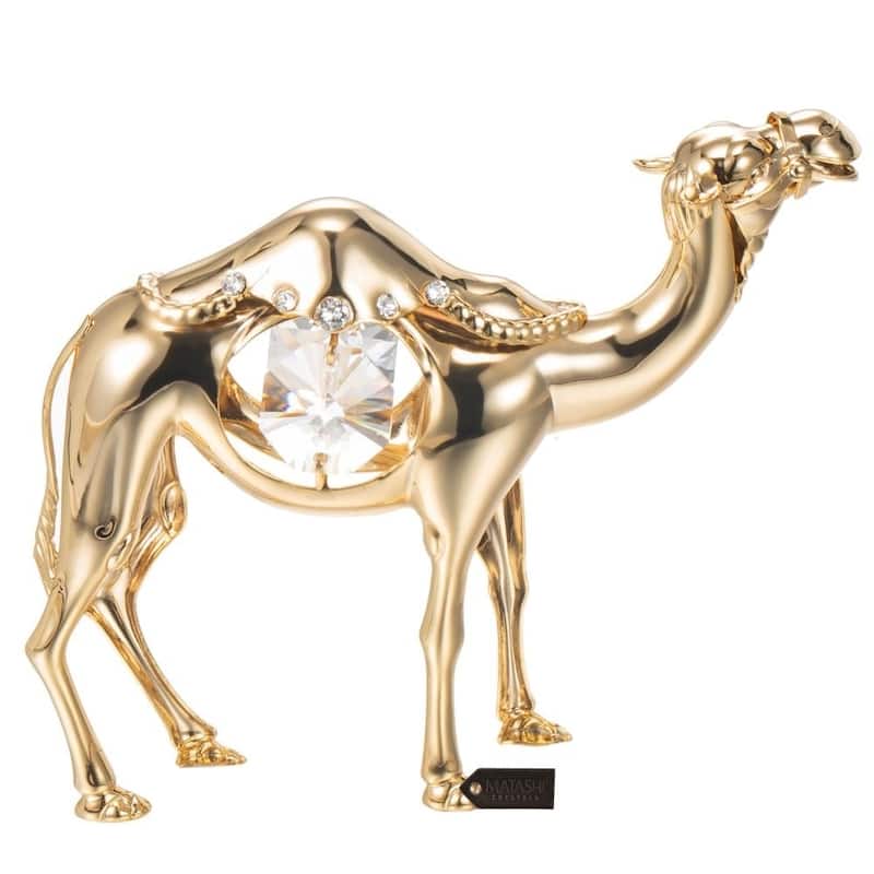 Matashi 24K Gold Plated Camel Ornament with Clear Genuine Matashi Crystals