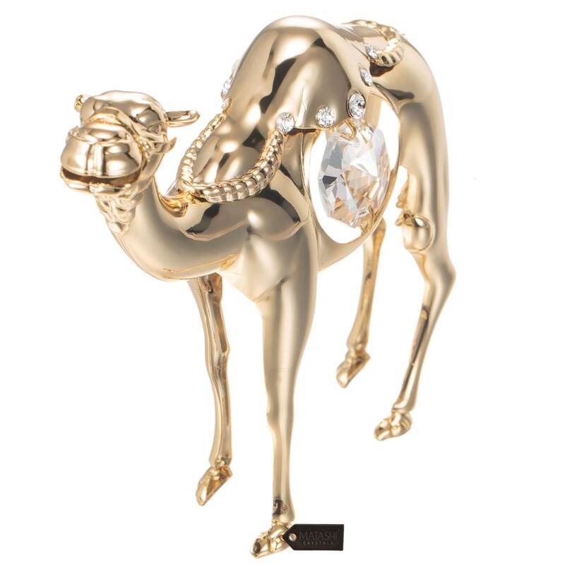 Matashi 24K Gold Plated Camel Ornament with Clear Genuine Matashi Crystals
