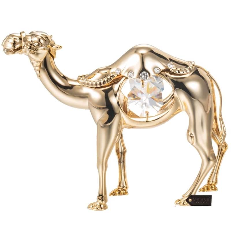 Matashi 24K Gold Plated Camel Ornament with Clear Genuine Matashi Crystals