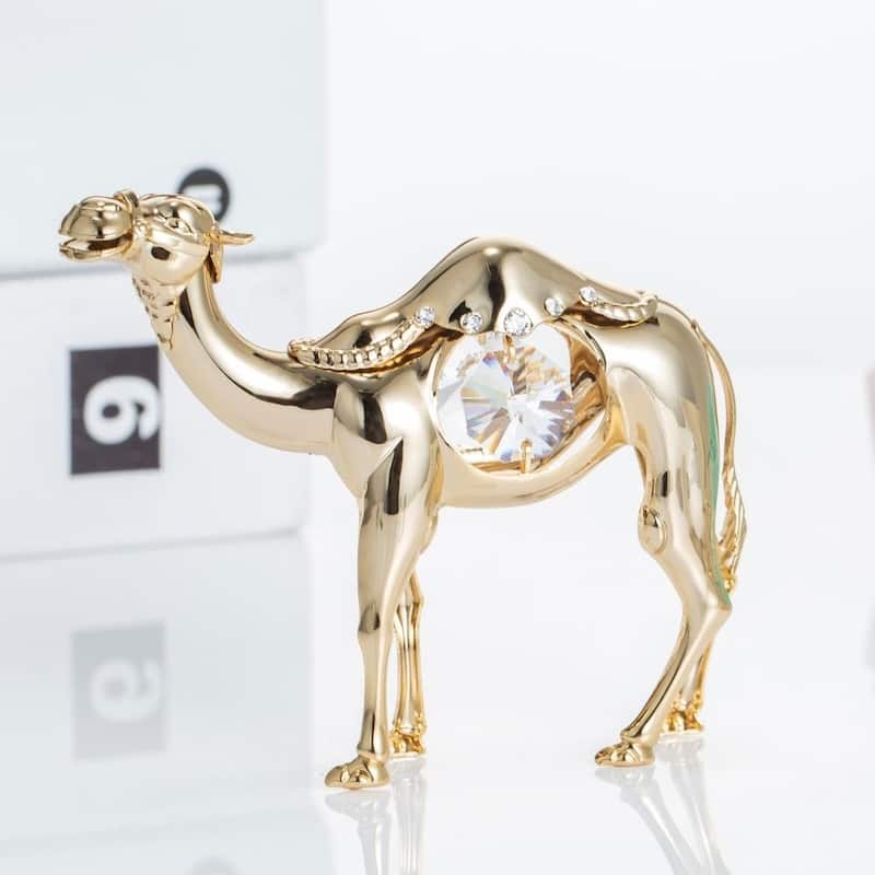 Matashi 24K Gold Plated Camel Ornament with Clear Genuine Matashi Crystals