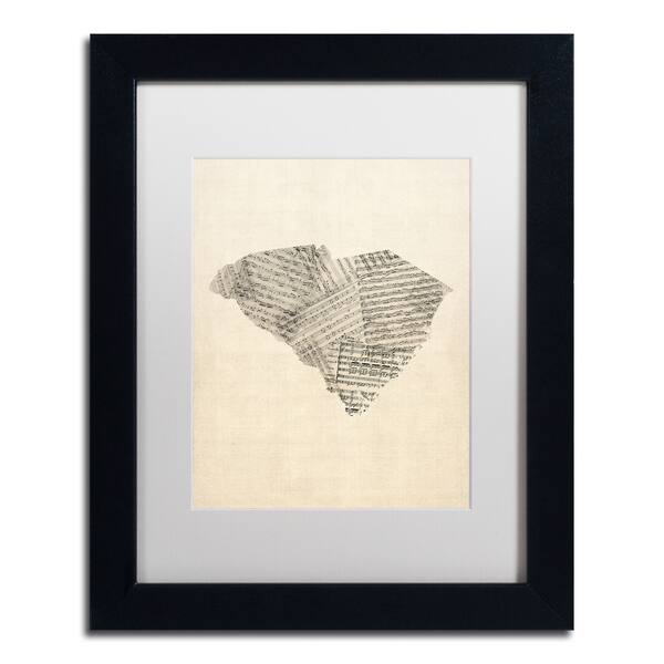 Michael Tompsett Sheet Music Map Of South Carolina White Matte Black Framed Canvas Wall Art Overstock 10899480