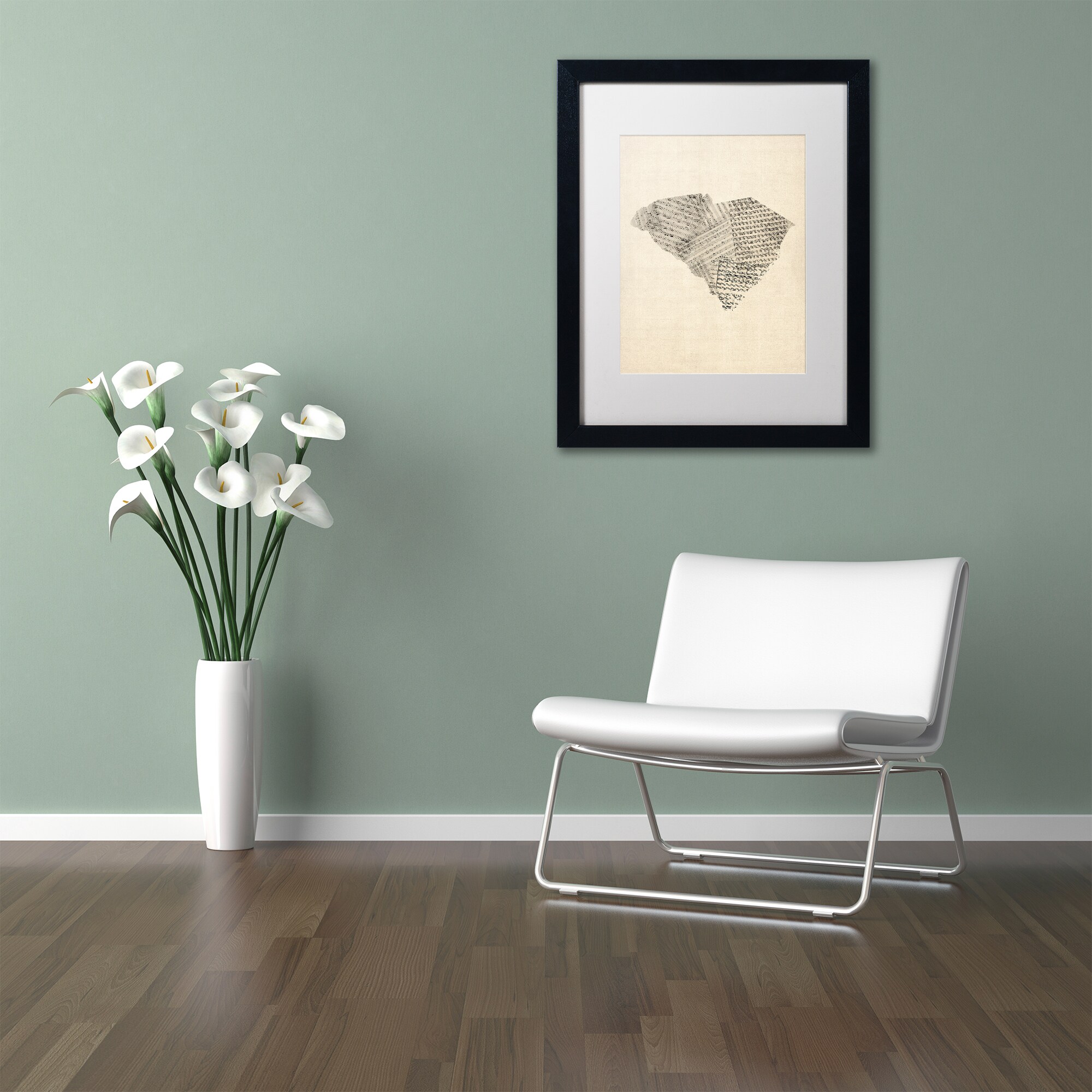 Michael Tompsett Sheet Music Map Of South Carolina White Matte Black Framed Canvas Wall Art Overstock 10899480