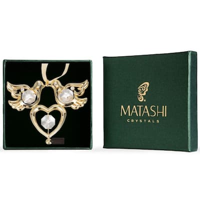 Matashi 24K Gold Plated Love Birds Ornament with Genuine Matashi Crystals
