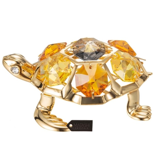 Matashi 24K Gold Plated Crystal Studded Tortoise Ornament CT0250